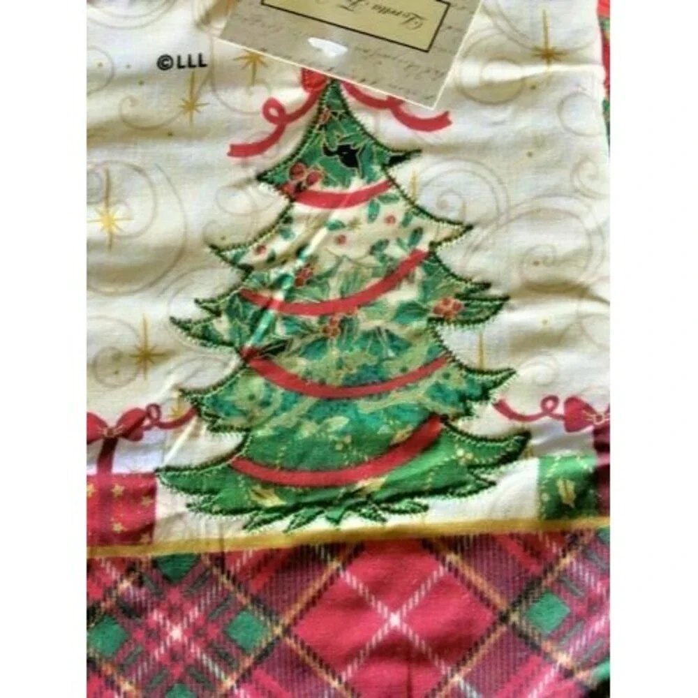 Christmas Kitchen Dish Towels Oven Mitt Set of 3 Appliqued Embroidery
